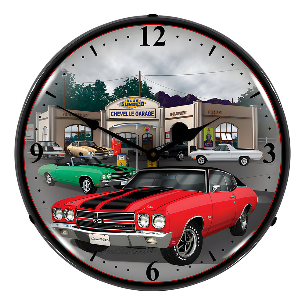 Collectable Sign and Clock 1970 Chevelle Backlit Wall Clock-GMRE710148-Garage Giant