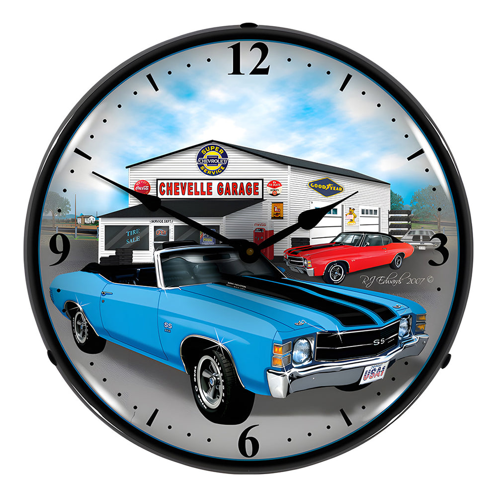 Collectable Sign and Clock 1971 Chevelle Backlit Wall Clock-GMRE710149-Garage Giant