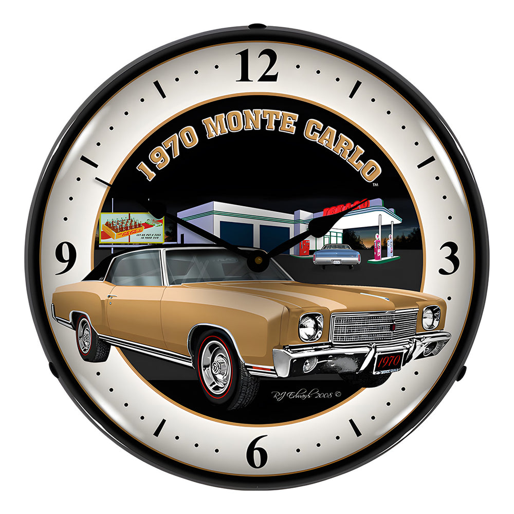 Collectable Sign and Clock 1970 Monte Carlo Backlit Wall Clock-GMRE805185-Garage Giant