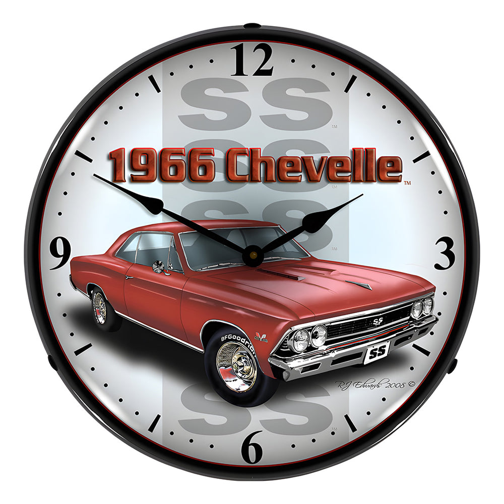Collectable Sign and Clock 1966 Chevelle SS Backlit Wall Clock-GMRE805187-Garage Giant
