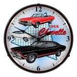 Collectable Sign and Clock 1968 Chevelle Backlit Wall Clock-GMRE811190-Garage Giant 