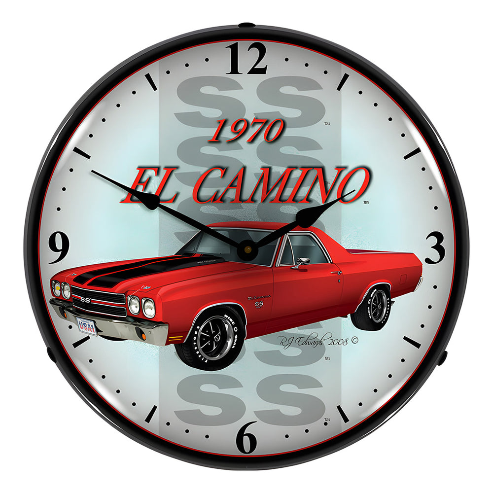 Collectable Sign and Clock 1970 El Camino Backlit Wall Clock-GMRE811192-Garage Giant