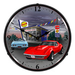 Collectable Sign and Clock 1968 Corvette Backlit Wall Clock-GMRE903203-Garage Giant 