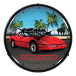 Collectable Sign and Clock Red Corvette C4 Backlit Wall Clock-GMRE903204-Garage Giant 