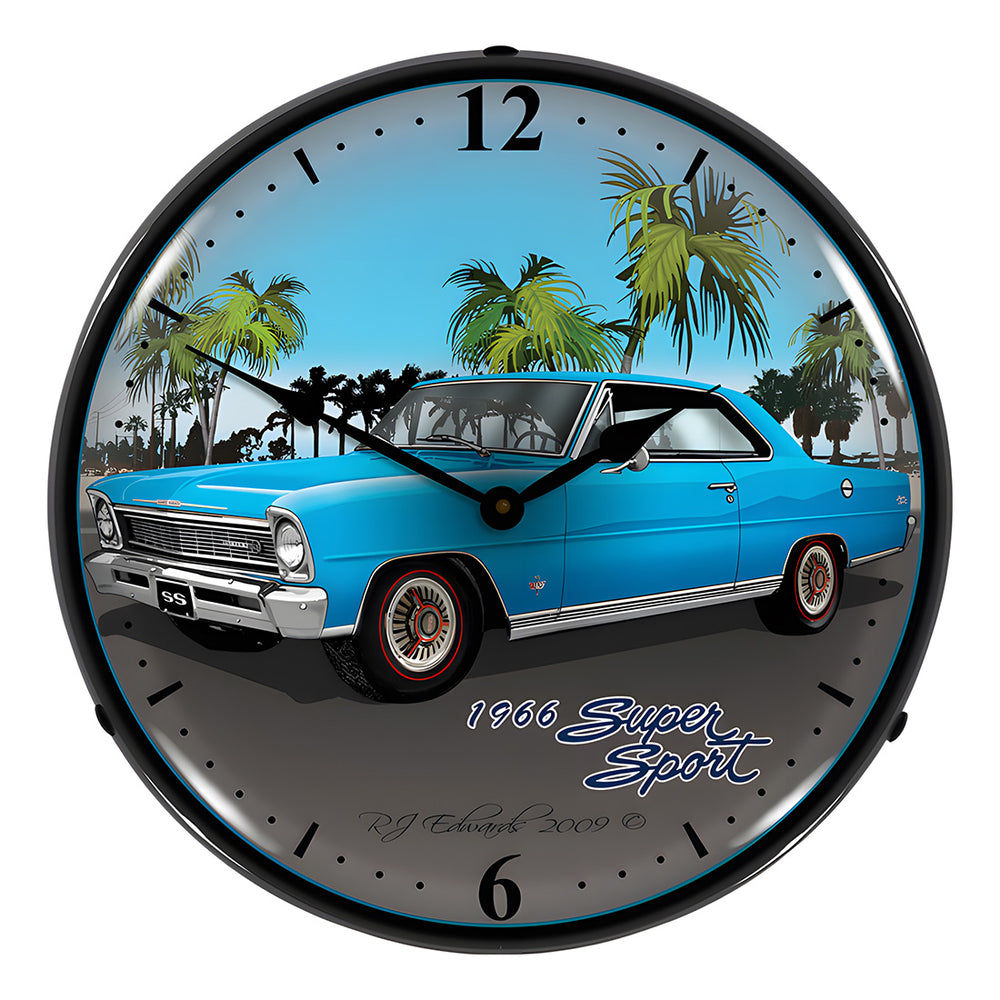 Collectable Sign and Clock 1966 Chevy Nova Backlit Wall Clock-GMRE908224-Garage Giant