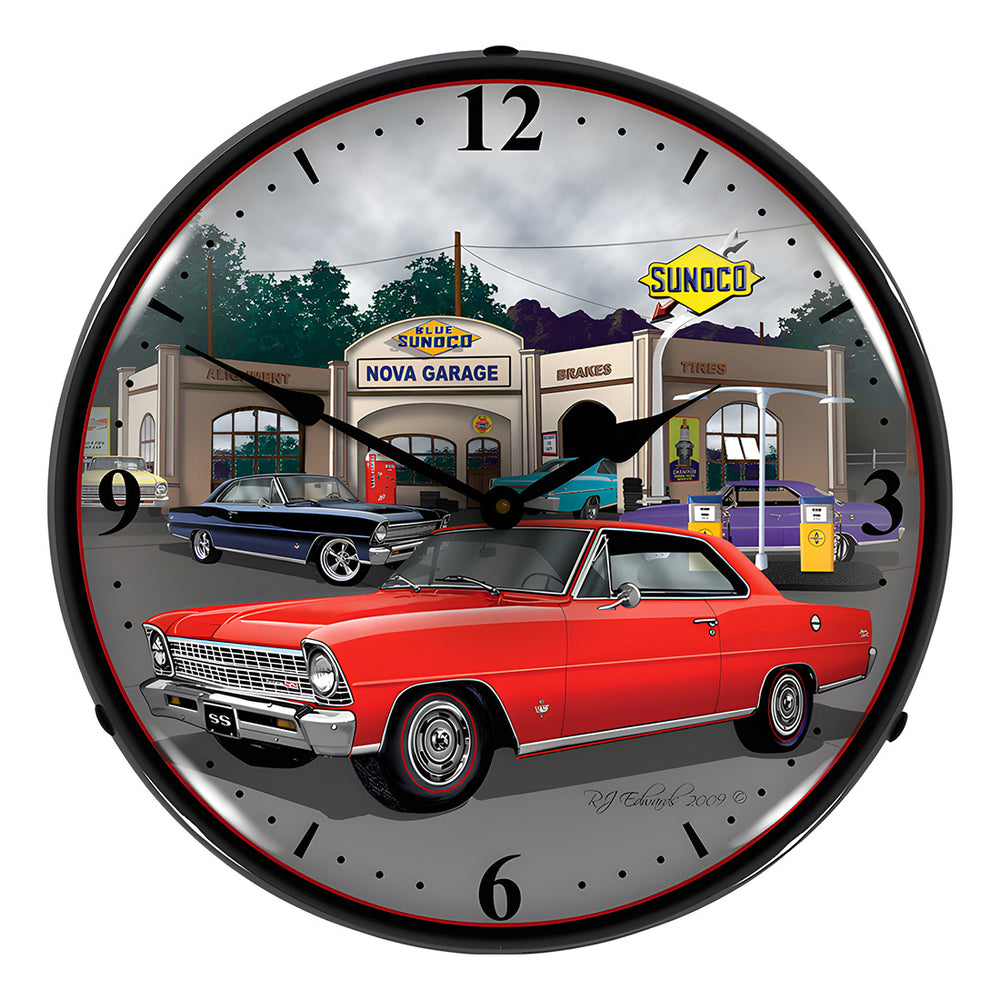 Collectable Sign and Clock 1967 Chevy Nova Backlit Wall Clock-GMRE908225-Garage Giant