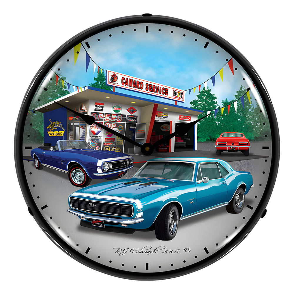 Collectable Sign and Clock 1967 Camaro Backlit Wall Clock-GMRE910226-Garage Giant