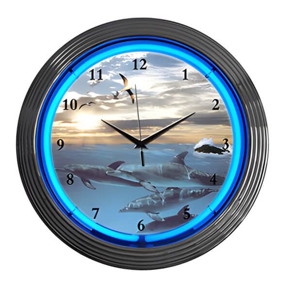 Neonetics 15-Inch Dolphins at Sea Neon Clock-8DOLPH-Garage Giant