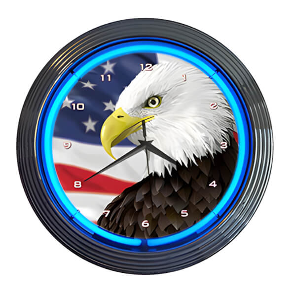 Neonetics 15-Inch Eagle With American Flag Neon Clock - Thumbnail 2