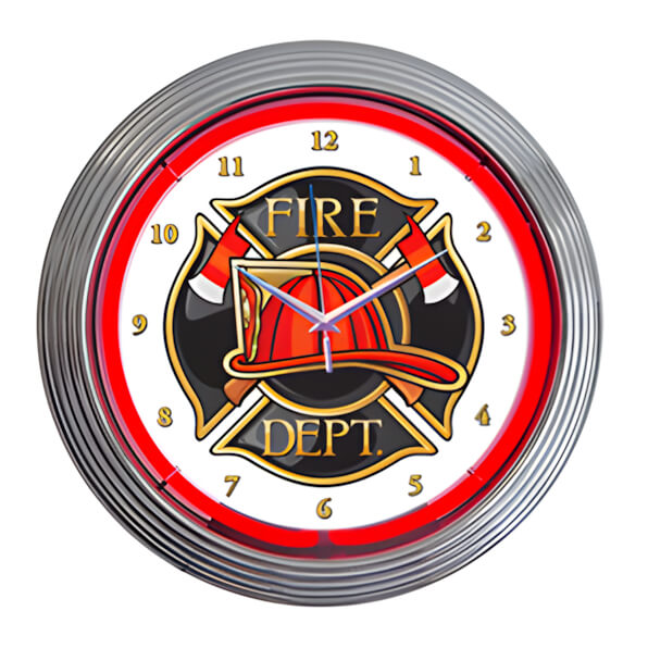 Neonetics 15-Inch Fire Department Neon Clock | Garage Giant - Garage Giant
