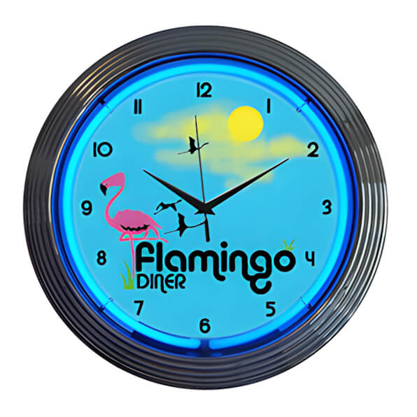 Neonetics 15-Inch Flamingo Diner Neon Clock-8FLAMX-Garage Giant