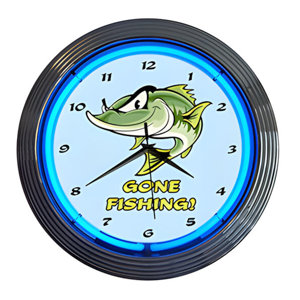 Neonetics 15-Inch Gone Fishing Neon Clock