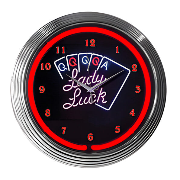Neonetics 15-Inch Lady Luck Neon Clock-8LADYX-Garage Giant