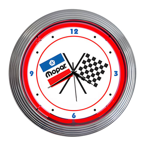 Neonetics 15-Inch Mopar Checkered Flag Neon Clock-8MPFLG-Garage Giant