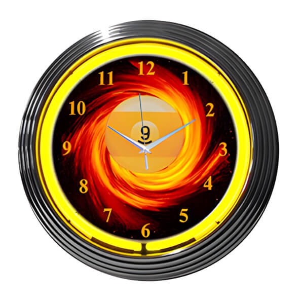 Neonetics 15-Inch 9 Ball Fire Neon Clock-89FIRE-Garage Giant