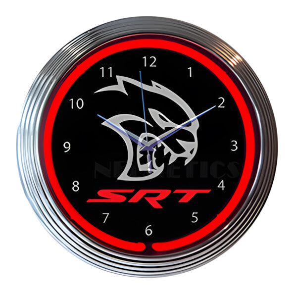 Neonetics 15-Inch Dodge SRT Hellcat Neon Clock-8HELLC-Garage Giant