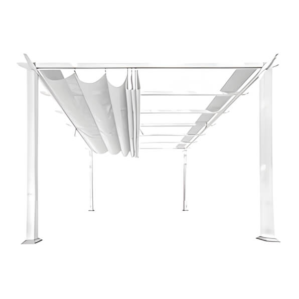 Paragon Outdoor 11 x 11 ft. Florence Soft Top Aluminum Pergola (White Frame / Off White Canopy)-PR11WTW-Garage Giant