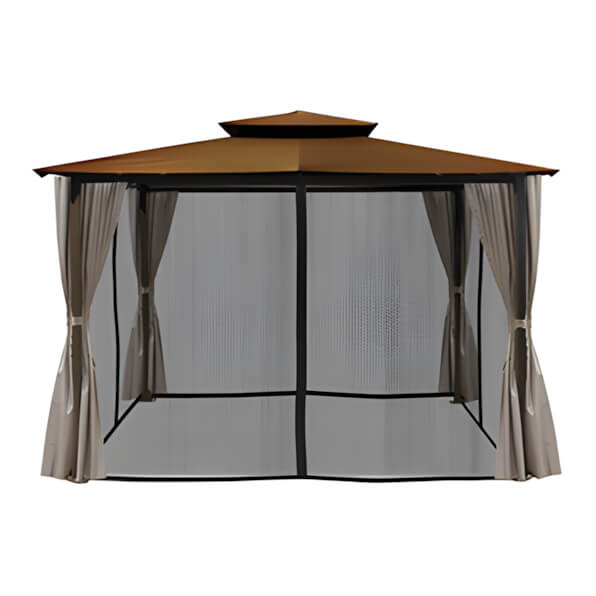 Paragon Outdoor 10 x 12 ft. Barcelona Soft Top Gazebo with Mosquito Netting and Privacy Panels (Cocoa Canopy)-GZ584ECK2-Garage Giant