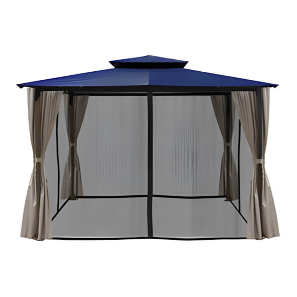 Paragon Outdoor 10 x 12 ft. Barcelona Soft Top Gazebo with Mosquito Netting and Privacy Panels (Navy Canopy)-GZ584ENK2-Garage Giant