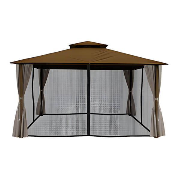 Paragon Outdoor 11 x 14 ft. Kingsbury Soft Top Gazebo with Mosquito Netting and Privacy Panels (Cocoa Canopy)-GZ584NCK2-Garage Giant