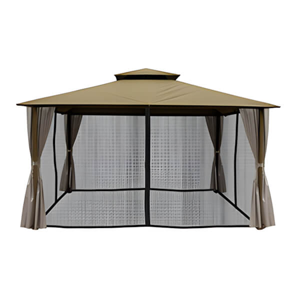 Paragon Outdoor 11 x 14 ft. Soft Top Gazebo with Mosquito Netting and Privacy Panels (Sand Canopy)-GZ584NSK2-Garage Giant