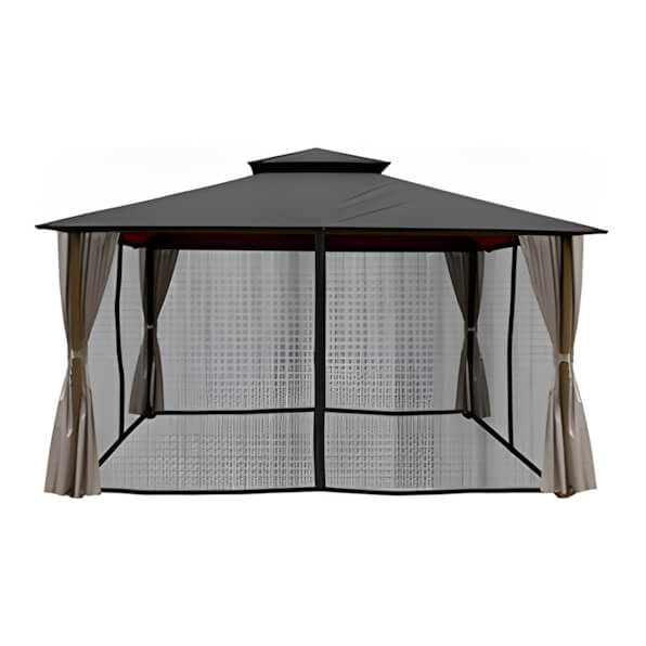 Paragon Outdoor 11 x 14 ft. Soft Top Gazebo with Mosquito Netting and Privacy Panels (Grey Canopy)-GZ584NGK2-Garage Giant