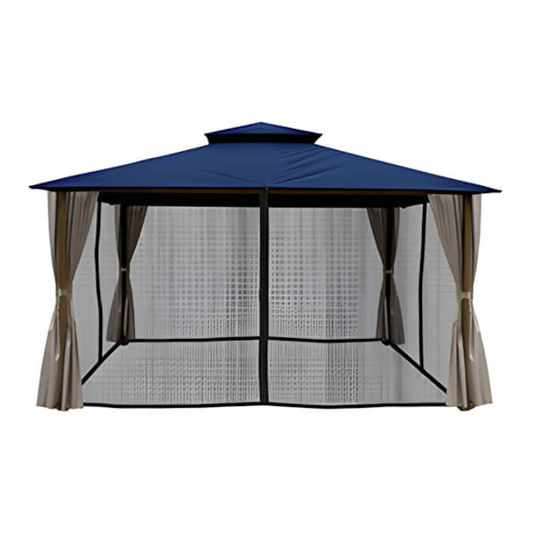Paragon Outdoor 11 x 14 ft. Kingsbury Soft Top Gazebo with Mosquito Netting and Privacy Panels (Navy Canopy)-GZ584NNK2-Garage Giant