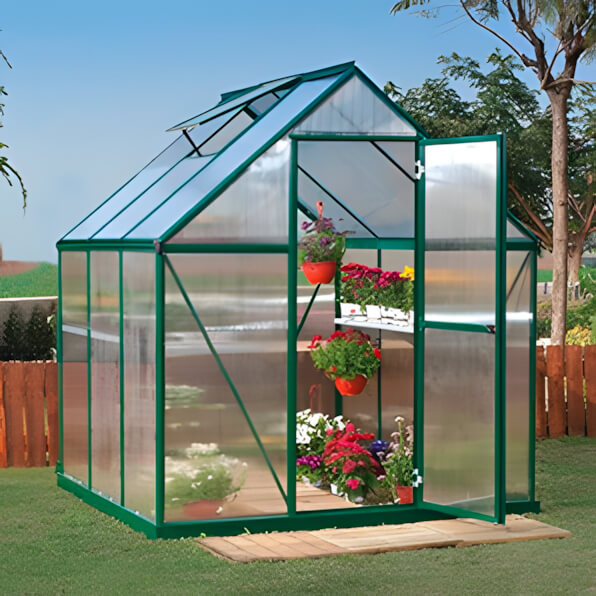 Palram-Canopia Mythos 6' x 6' Hobby Greenhouse (Green)-HG5006G-Garage Giant