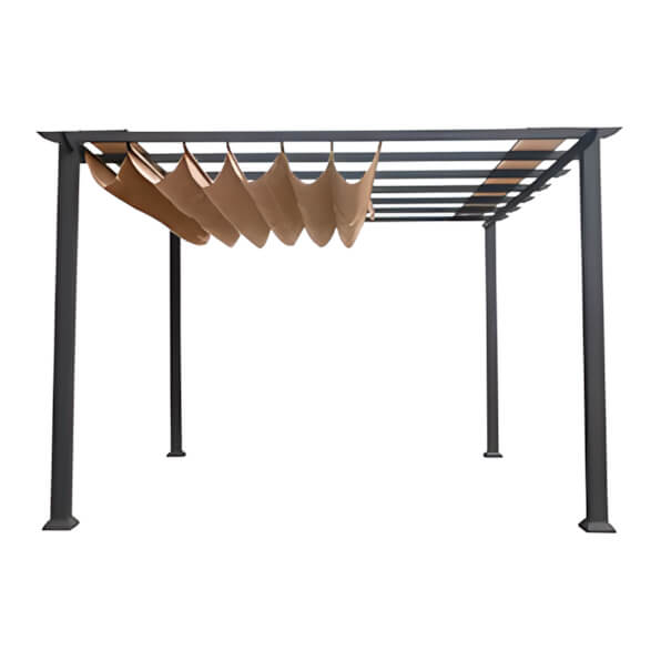 Paragon Outdoor 11 x 11 ft. Florence Soft Top Aluminum Pergola (Grey Frame / Cocoa Canopy)-PR11GRYC-Garage Giant