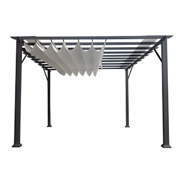 Paragon Outdoor 11 x 11 ft. Florence Soft Top Aluminum Pergola (Grey Frame / Silver Canopy)-PR11GRYG-Garage Giant