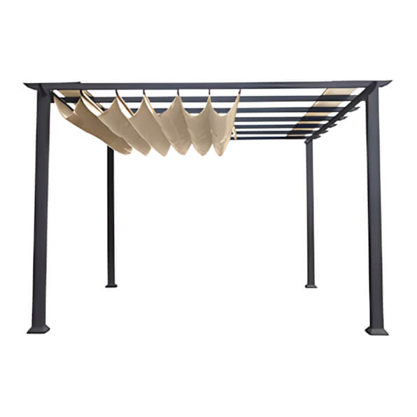 Paragon Outdoor 11 x 11 ft. Florence Soft Top Aluminum Pergola (Grey Frame / Sand Canopy)-PR11GRYS-Garage Giant