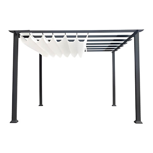 Paragon Outdoor 11 x 11 ft. Florence Soft Top Aluminum Pergola (Grey Frame / White Canopy)-PR11GRYW-Garage Giant