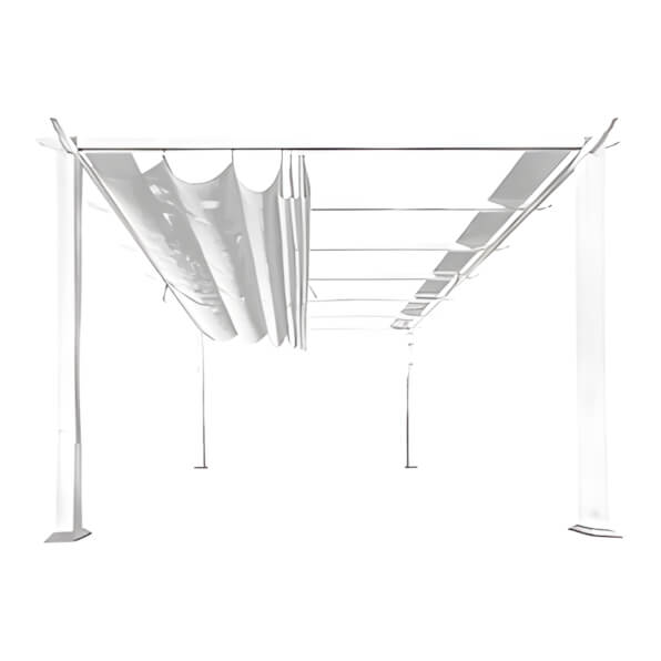 Paragon Outdoor 11 x 11 ft. Florence Soft Top Aluminum Pergola (White Frame / Silver Canopy)-PR11WTG-Garage Giant
