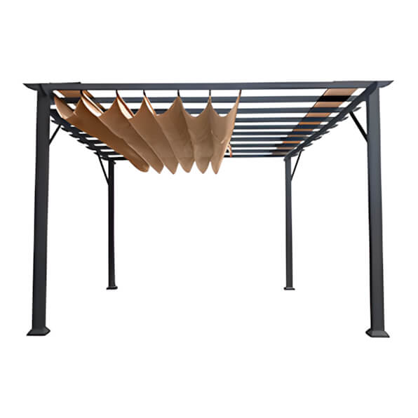Paragon Outdoor 11 x 16 ft. Florence Soft Top Aluminum Pergola (Grey Frame / Cocoa Canopy)-PR16GRYC-Garage Giant