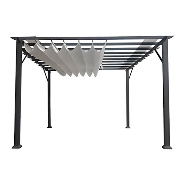 Paragon Outdoor 11 x 16 ft. Florence Soft Top Aluminum Pergola (Grey Frame / Silver Canopy)-PR16GRYG-Garage Giant