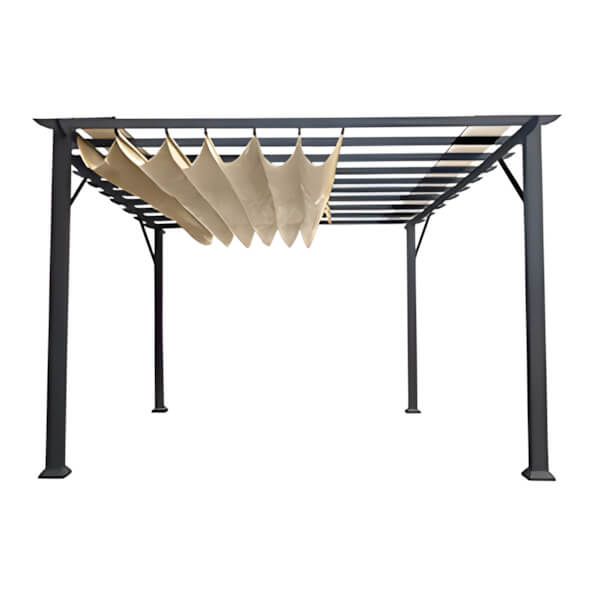Paragon Outdoor 11 x 16 ft. Florence Soft Top Aluminum Pergola (Grey Frame / Sand Canopy)-PR16GRYS-Garage Giant