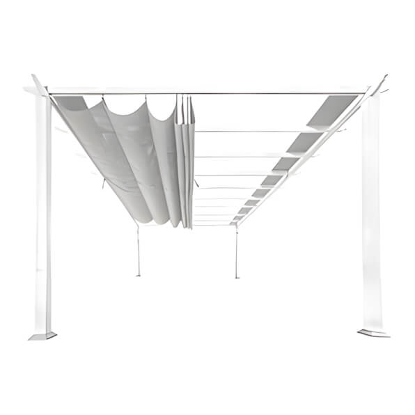Paragon Outdoor 11 x 16 ft. Florence Soft Top Aluminum Pergola (White Frame / Silver Canopy)-PR16WTG-Garage Giant