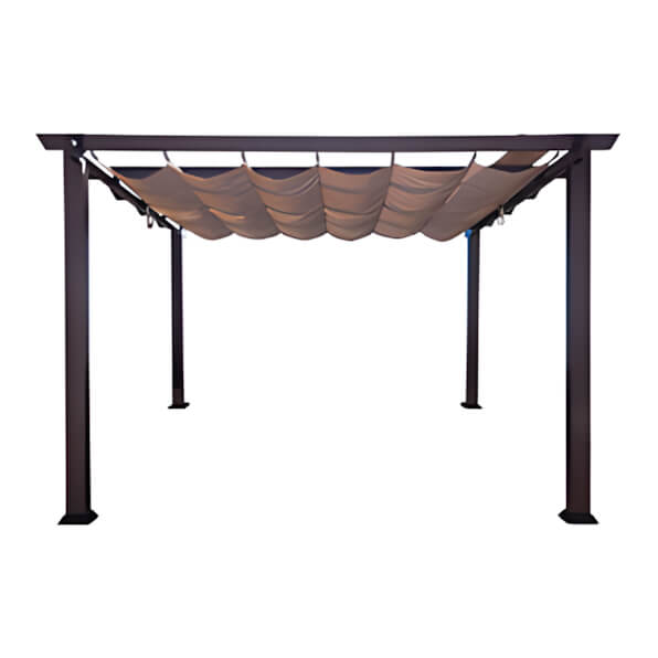 Paragon Outdoor 12 x 12 ft. Soft Top Aluminum Pergola (Espresso Frame / Mocha Canopy)-PR2-12ESPG-Garage Giant