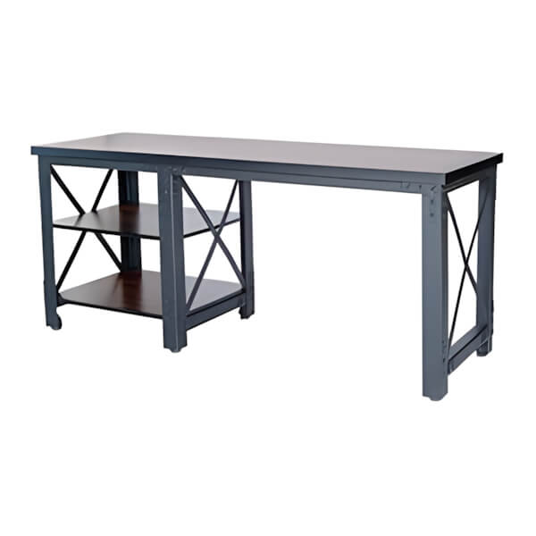DuraMax 72" Industrial Metal and Wood Desk with Shelves