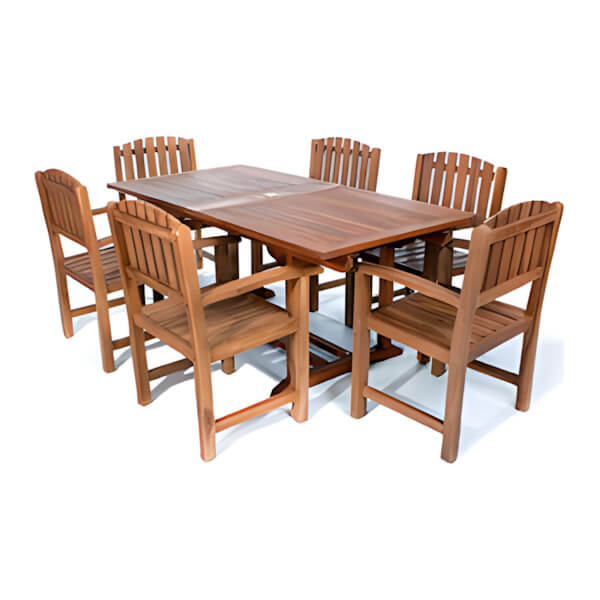 All Things Cedar 7-Piece Twin Butterfly Extension Table Dining Chair Set - Thumbnail 2
