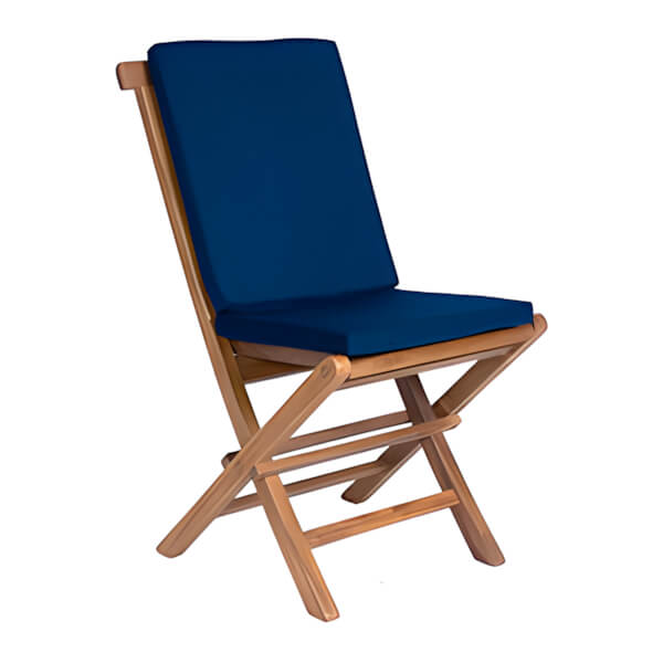 All Things Cedar Folding Chair Set with Blue Cushions-TF22-2-B-Garage Giant