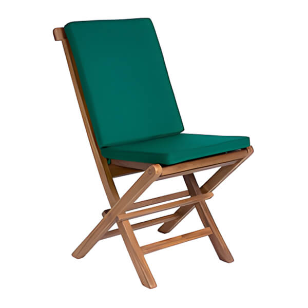 All Things Cedar Folding Chair Set with Green Cushions-TF22-2-G-Garage Giant