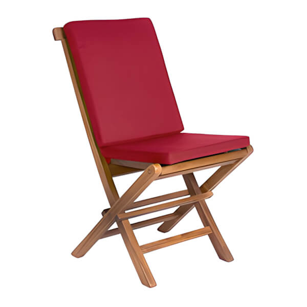 All Things Cedar Folding Chair Set with Red Cushions-TF22-2-R-Garage Giant