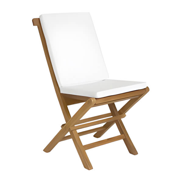 All Things Cedar Folding Chair Set with White Cushions-TF22-2-W-Garage Giant