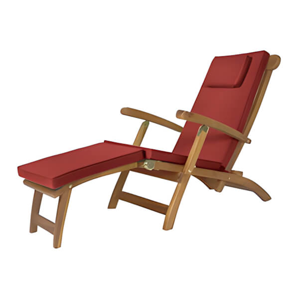 All Things Cedar 5-Position Steamer Chair with Red Cushions-TF53-R-Garage Giant