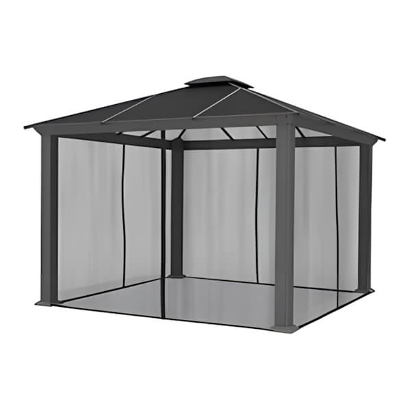 Paragon Outdoor 12 x 12 ft. Santa Monica Aluminum Gazebo with Mosquito Netting-GZH3-1212BKAN-Garage Giant
