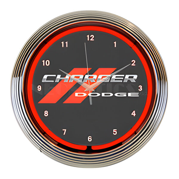 Neonetics 15-Inch Dodge Charger Red Neon Clock-8CRGCK-Garage Giant