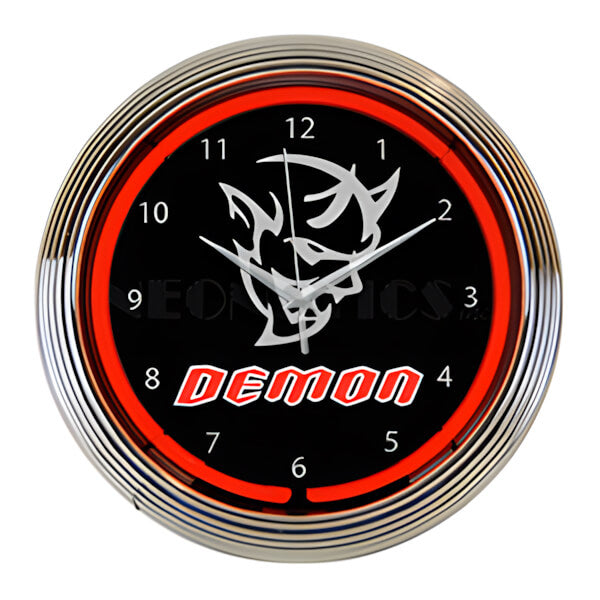 Neonetics 15-Inch Dodge SRT Demon Red Neon Clock-8DEMON-Garage Giant