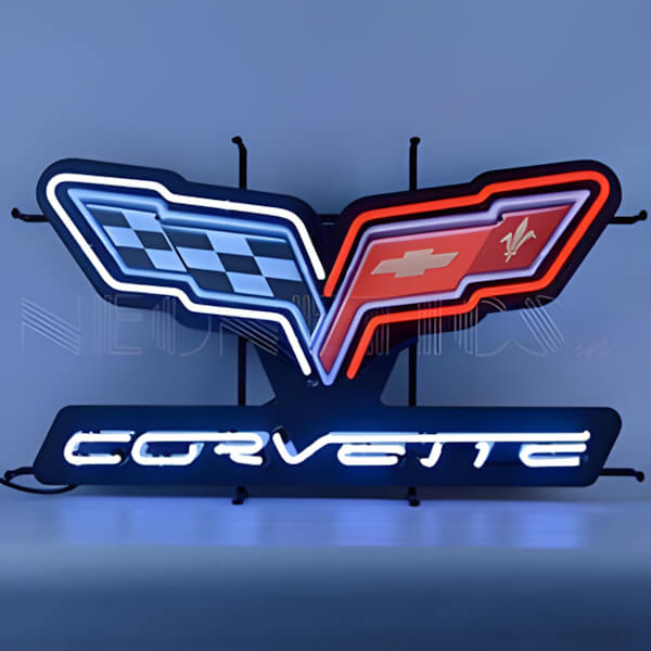 Neonetics Corvette C6 Flags 30-Inch Neon Sign-5CRVC6-Garage Giant