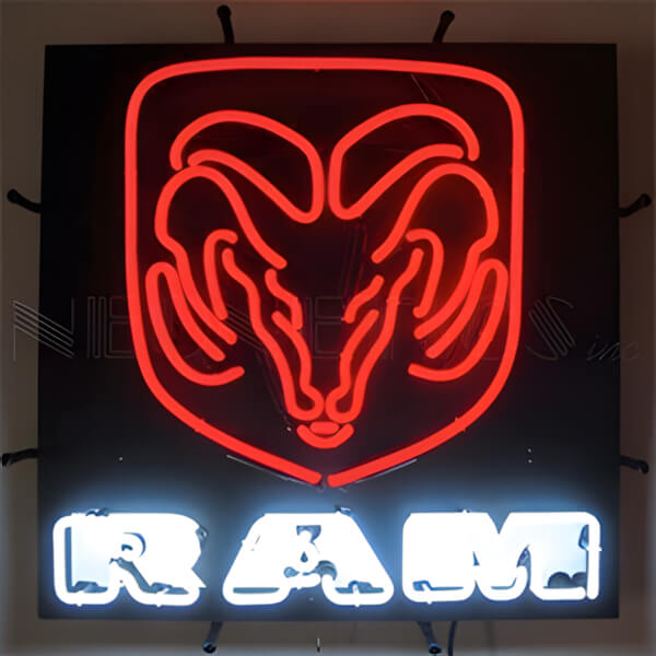 Neonetics Dodge Ram Red 24-Inch Neon Sign-5RAMBK-Garage Giant